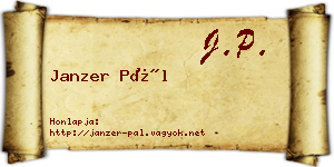 Janzer Pál névjegykártya